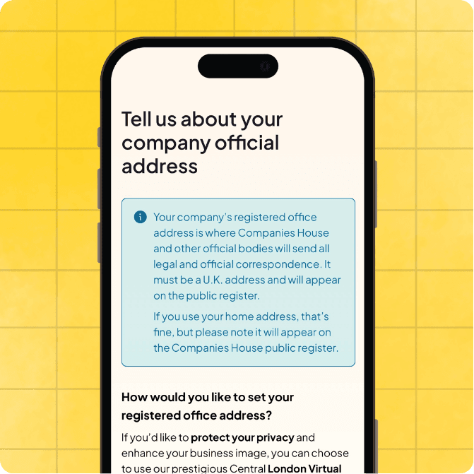 Mobile view of Online Filings platform showing how to change a Person with Significant Control (PSC) online