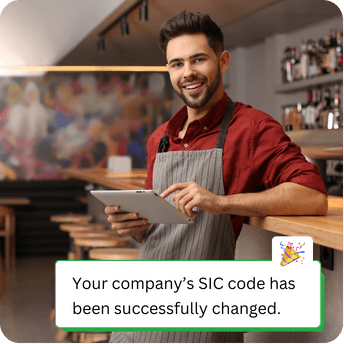 Entrepreneur updates company SIC code online in minutes using Online Filings on mobile, tablet, or desktop.